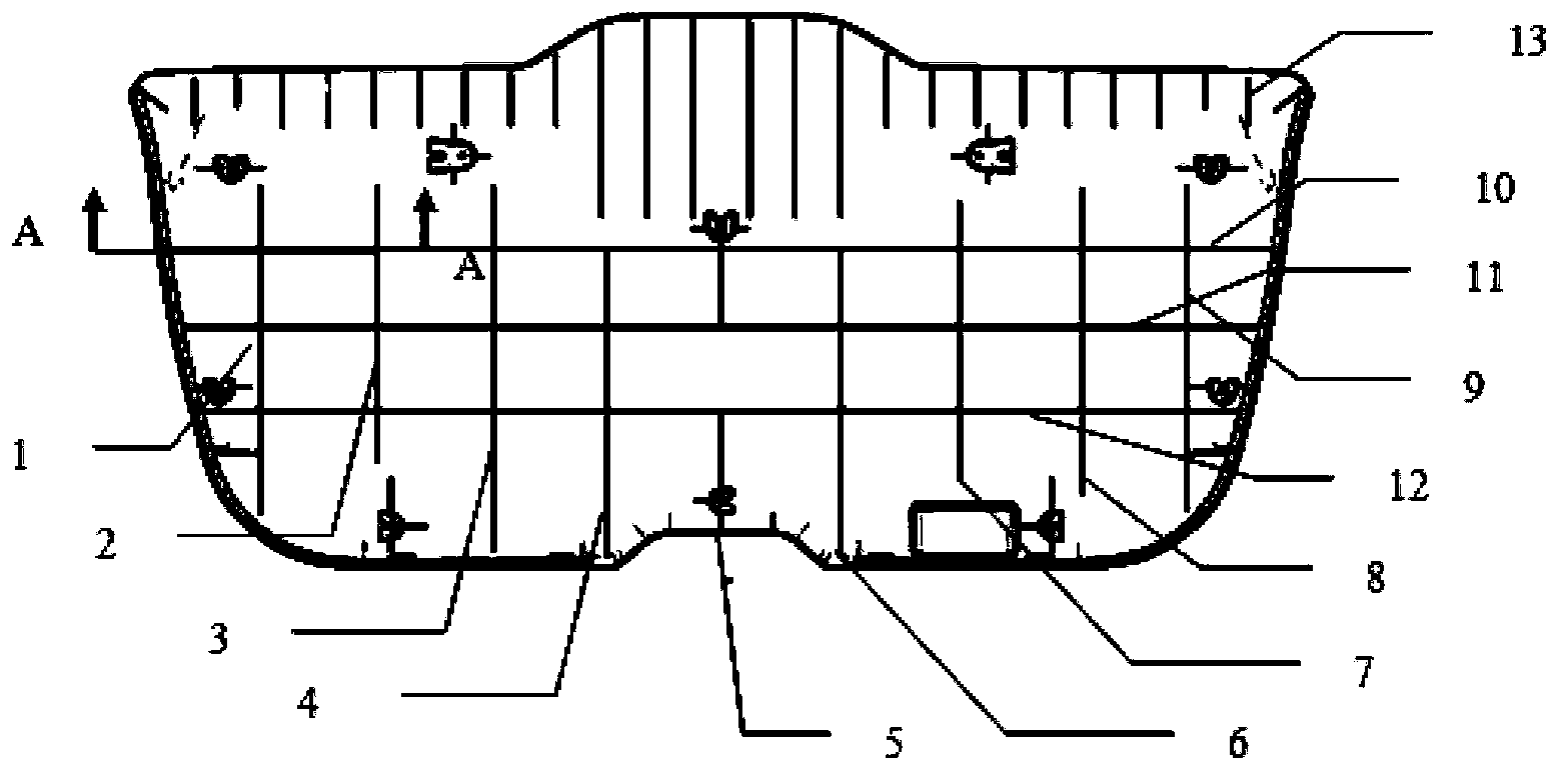 Arrangement structure of reinforcing ribs for back door trim panel