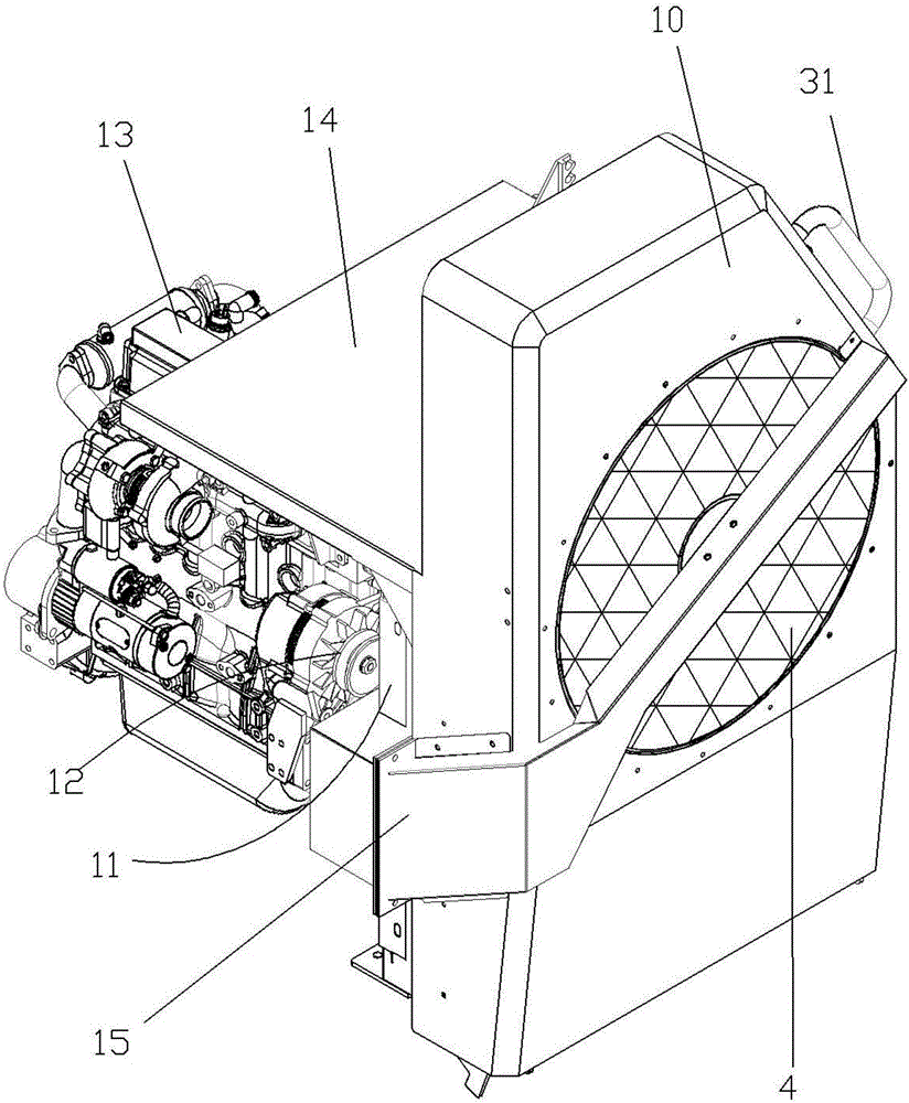 Self-rotating dust removal device for engine water tank dust mesh enclosure