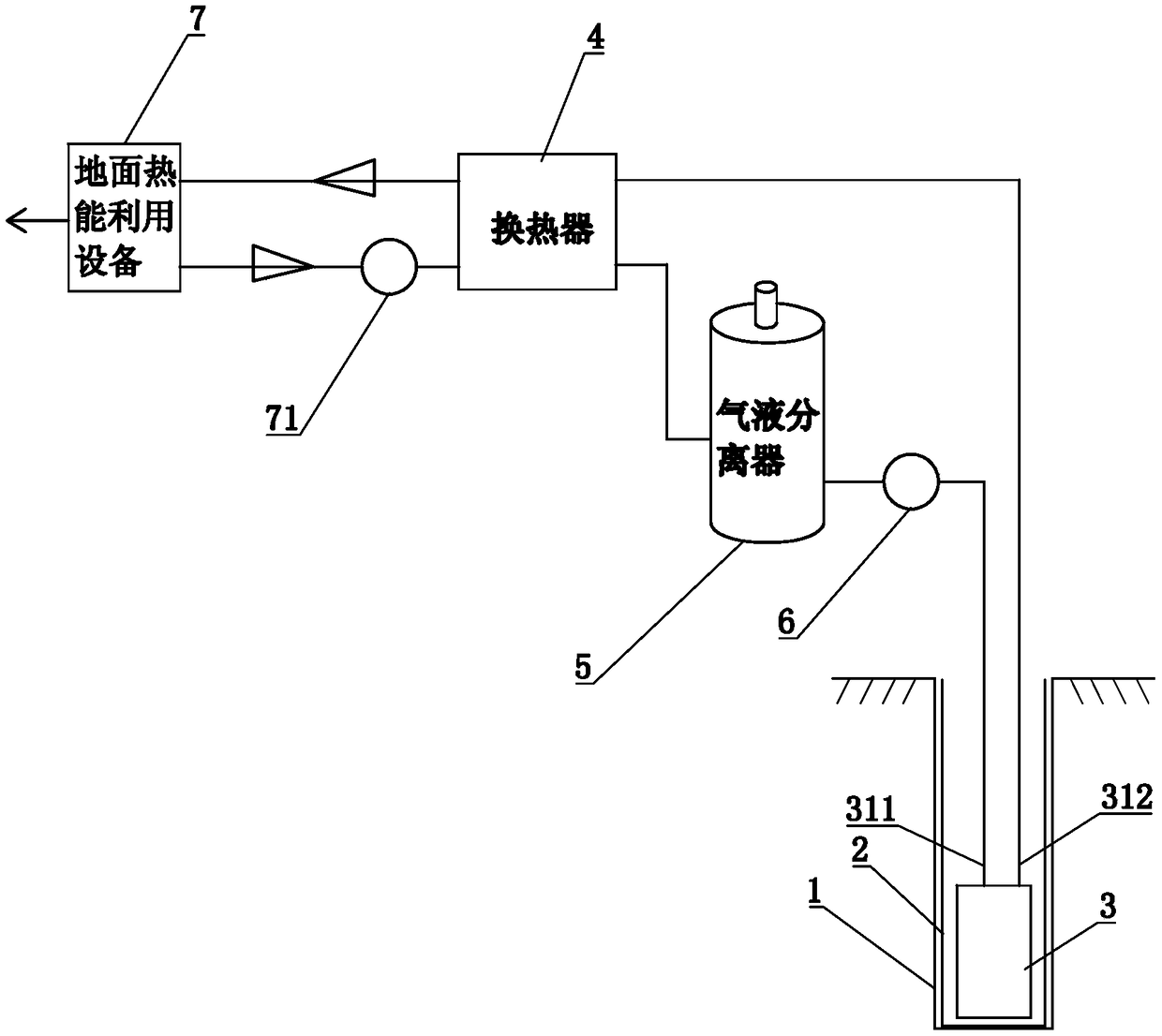 Single well hot dry rock thermal energy extraction system