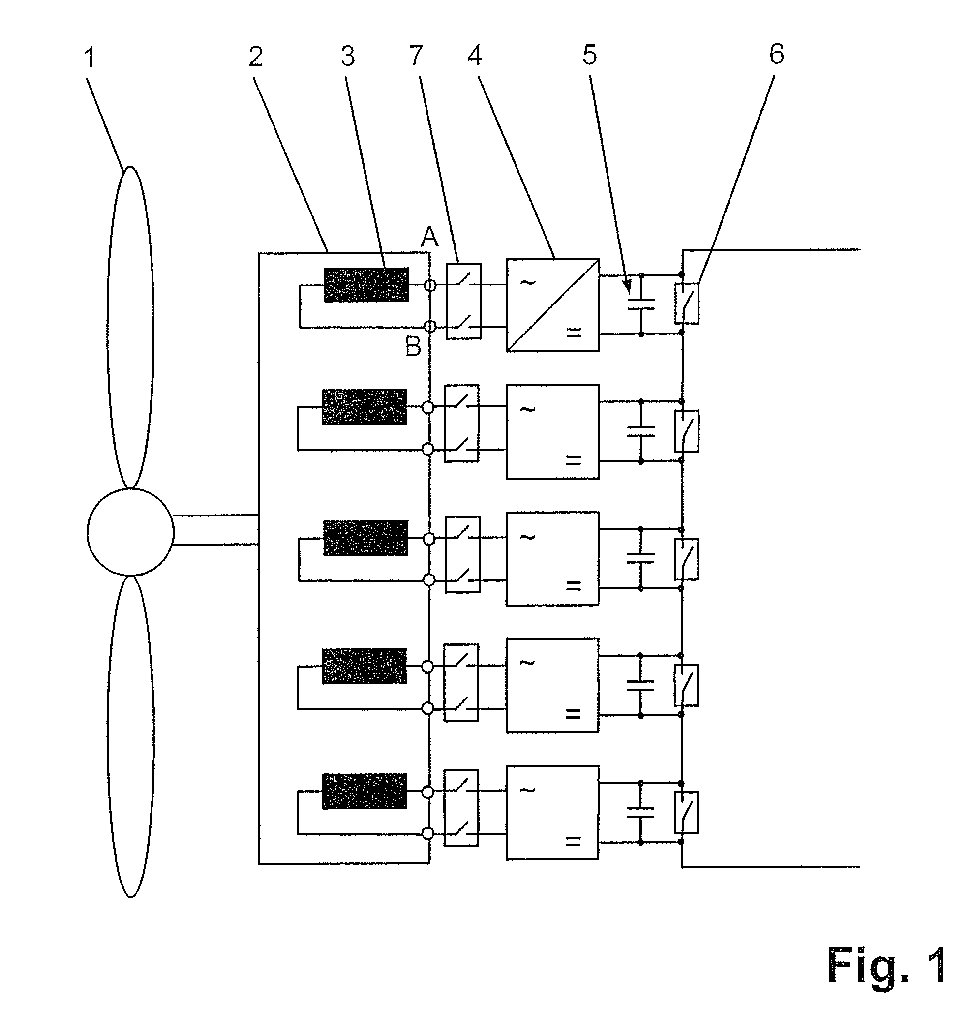 Energy system for producing DC voltage using rectifiers and energy storage circuits