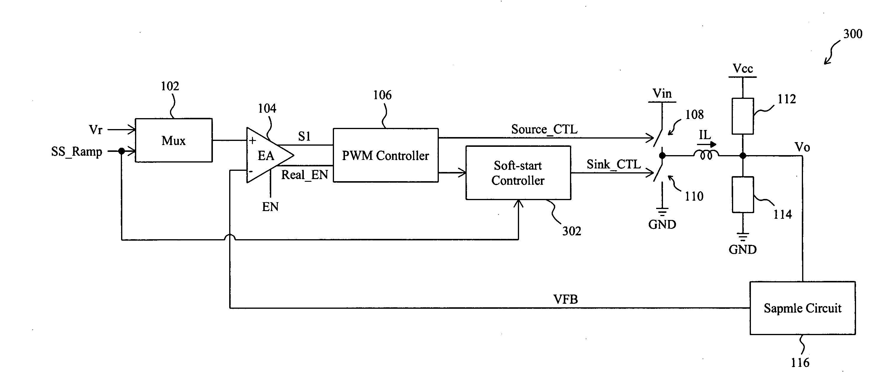 Circuit and method for soft start of a switching regulator from a residual voltage