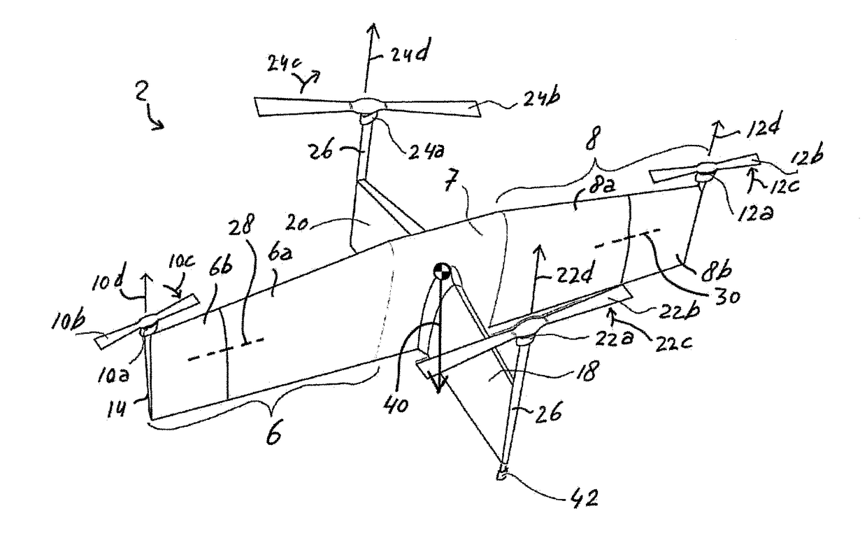 Aircraft with wing-borne flight mode and hover flight mode