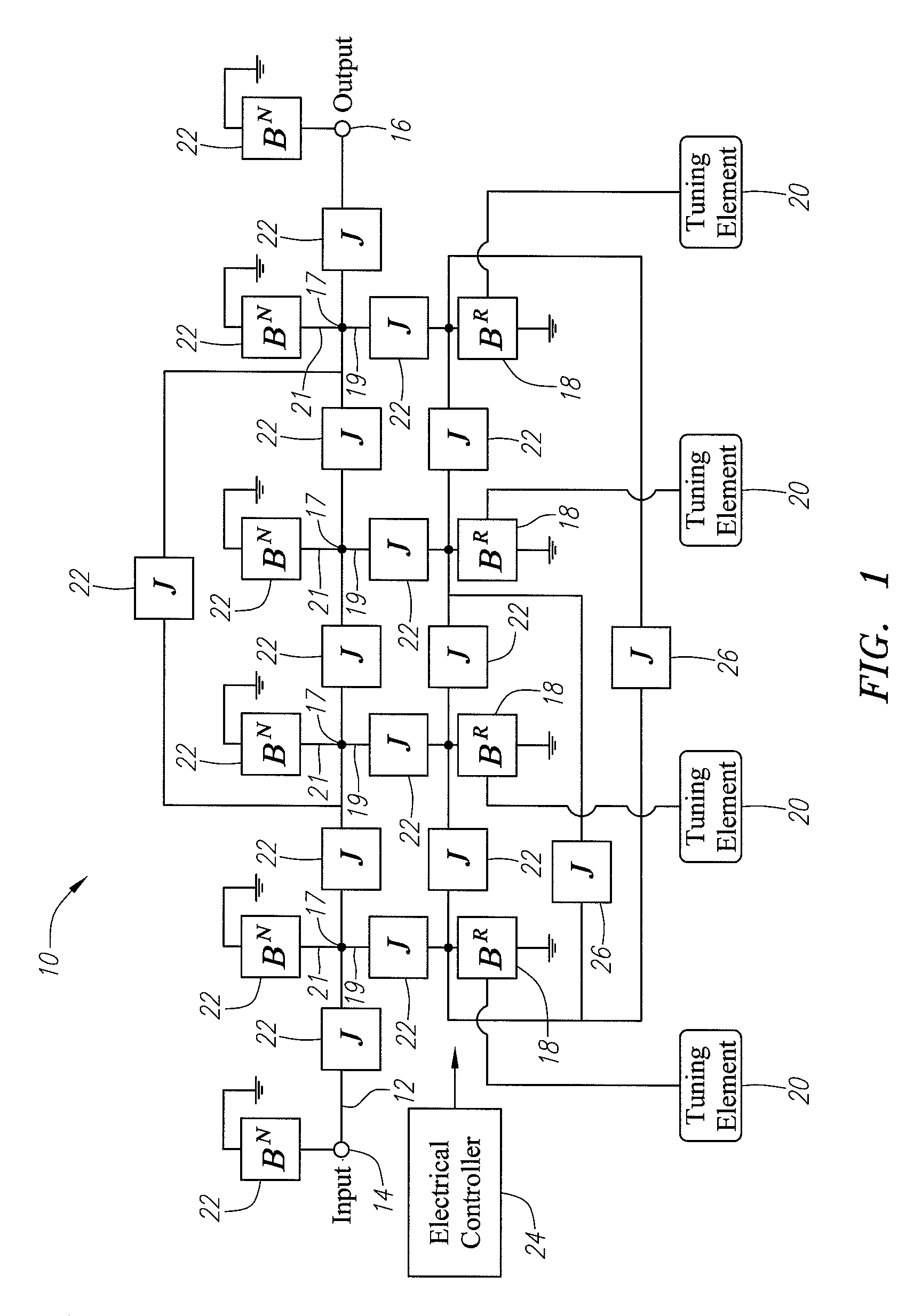 Low-loss tunable radio frequency filter