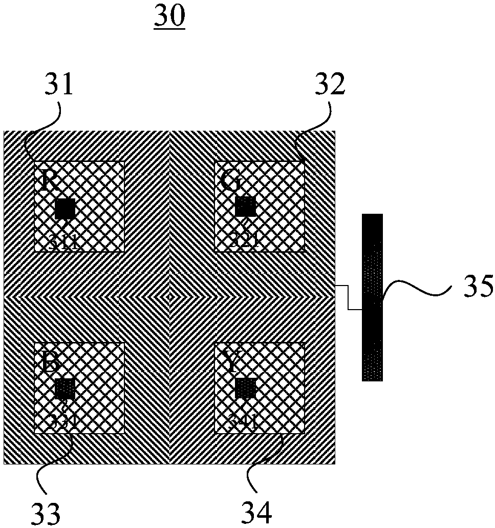 Virtual LED display module based on four-color LED chips and four-time frequency displaying method