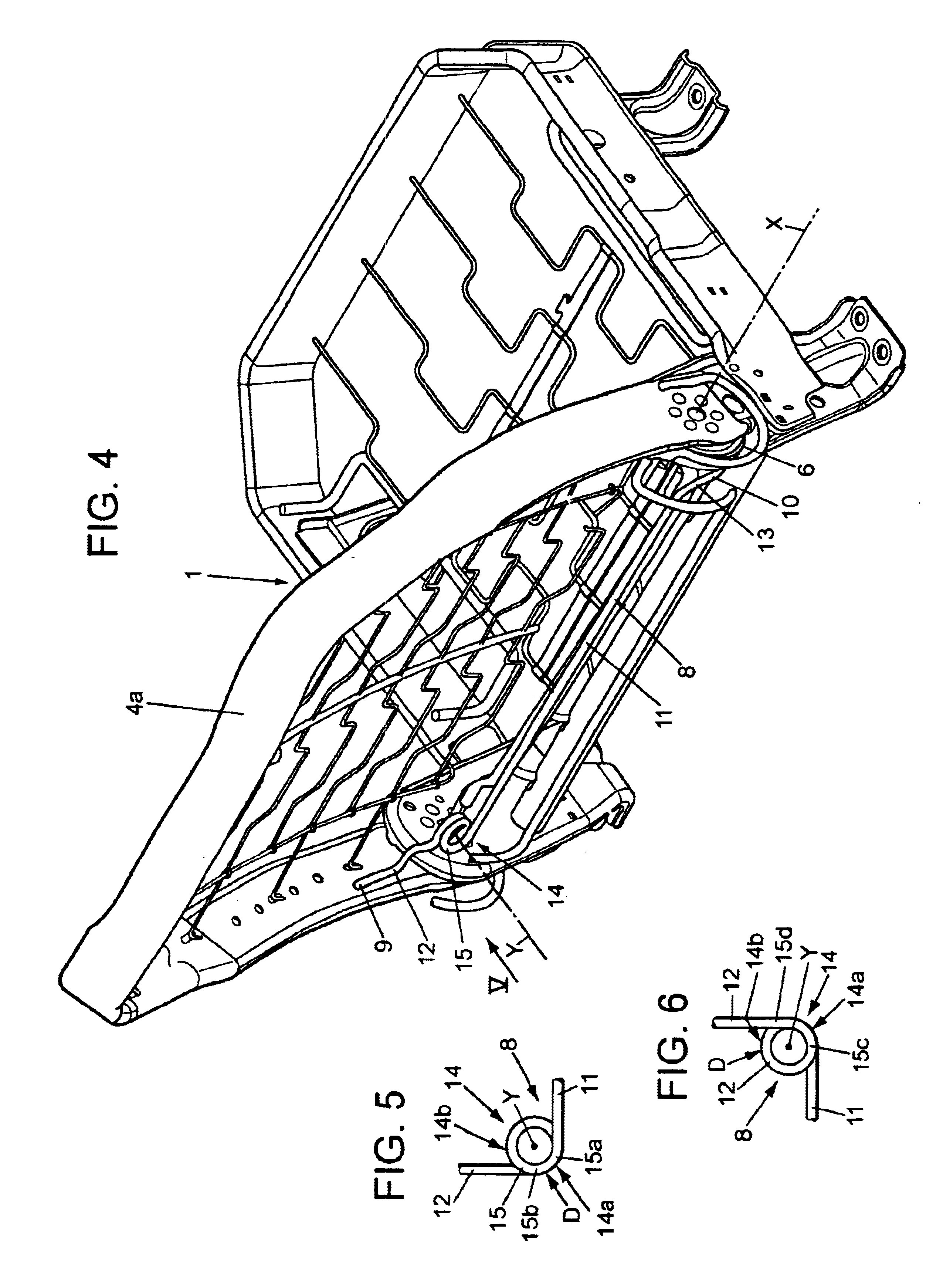 Vehicle seat including a pivoting back urged forwards by a torsion bar