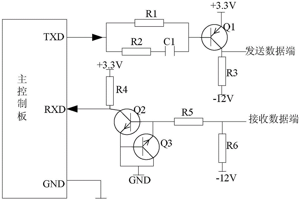 One-to-many data transmission device and data transmission method realized by rs232 interface