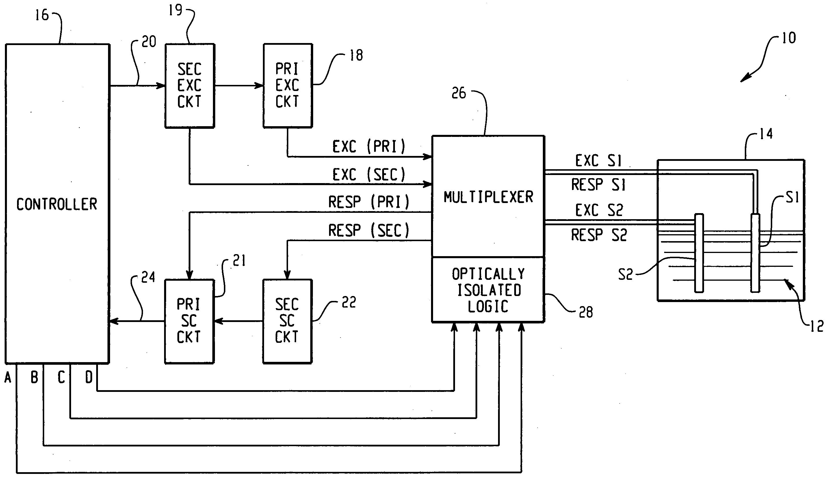 Multiplexer method and system for intrinsically safe applications and a multiplexer switch for use therein