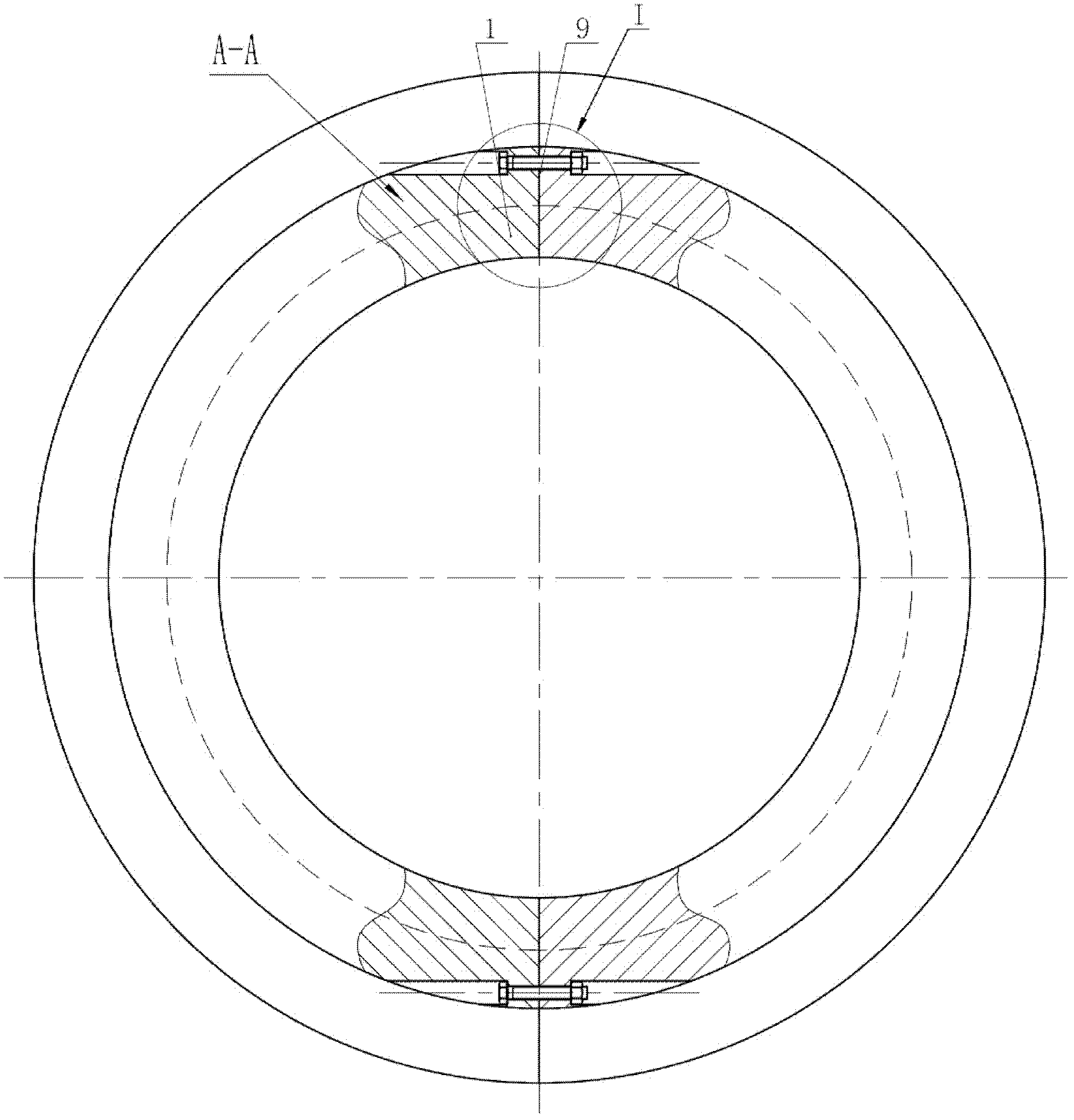 Sealing method for split type magnetic liquid sealing device