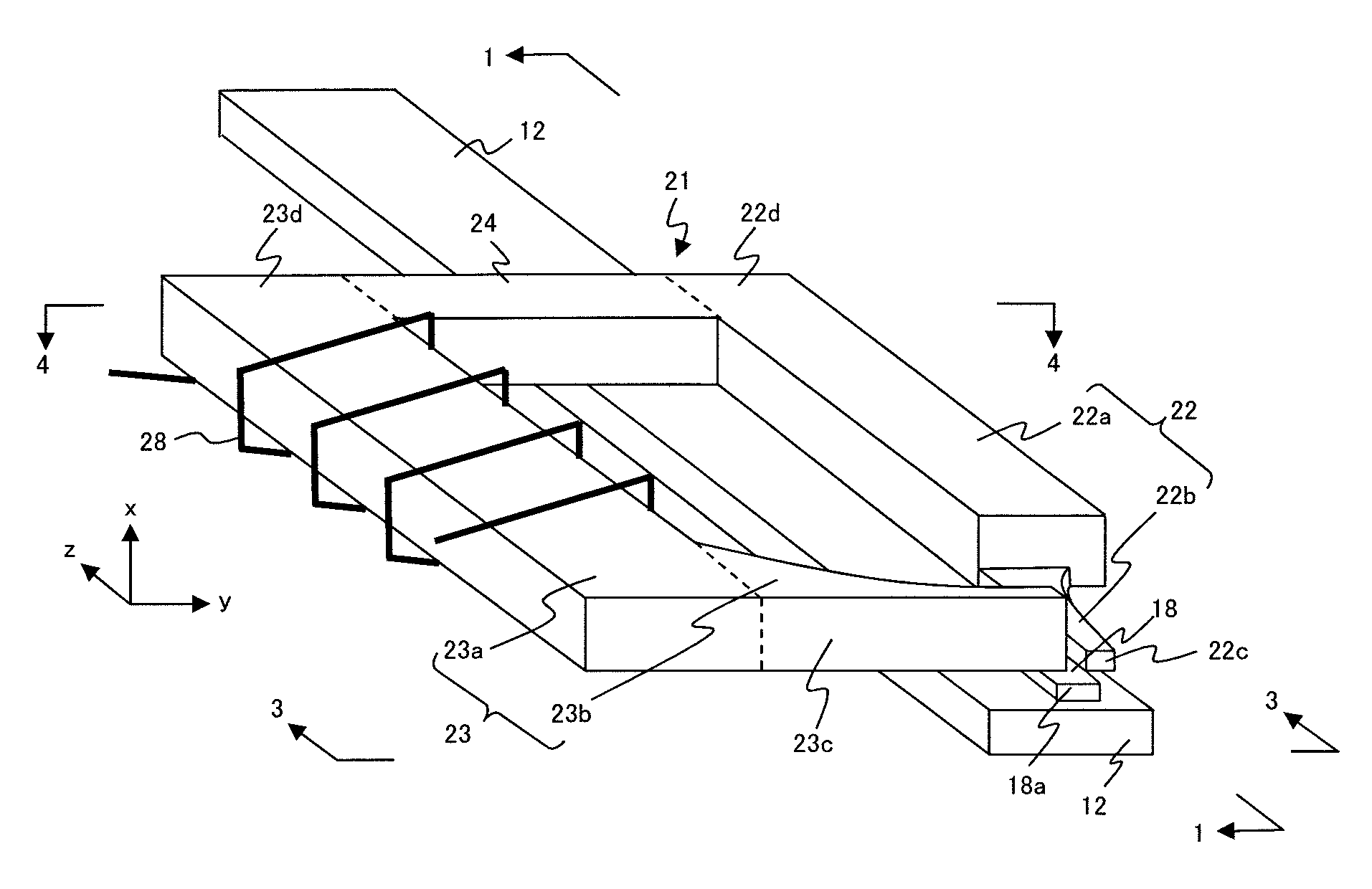 Thermally assisted magnetic recording head with magnetic circuit parallel to substrate