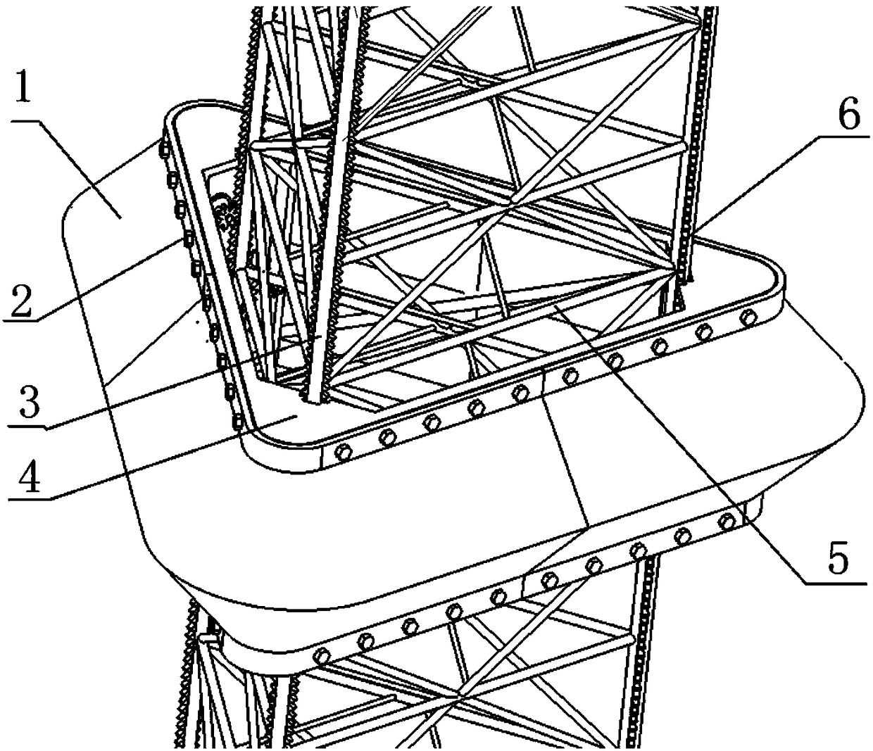 Liftable ice resisting device suitable for truss pile leg self-elevating ocean platform