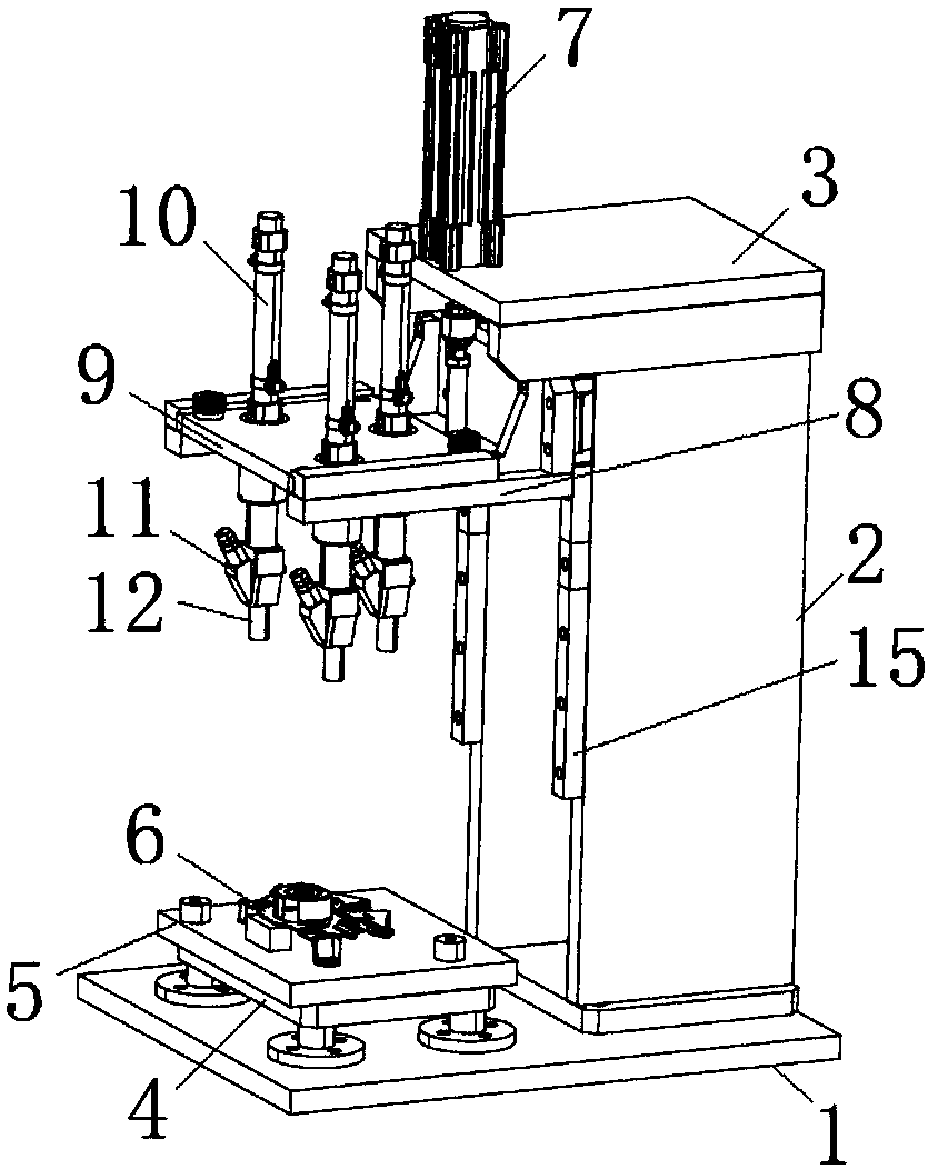 Press-riveting process for automobile glass lifter motor support