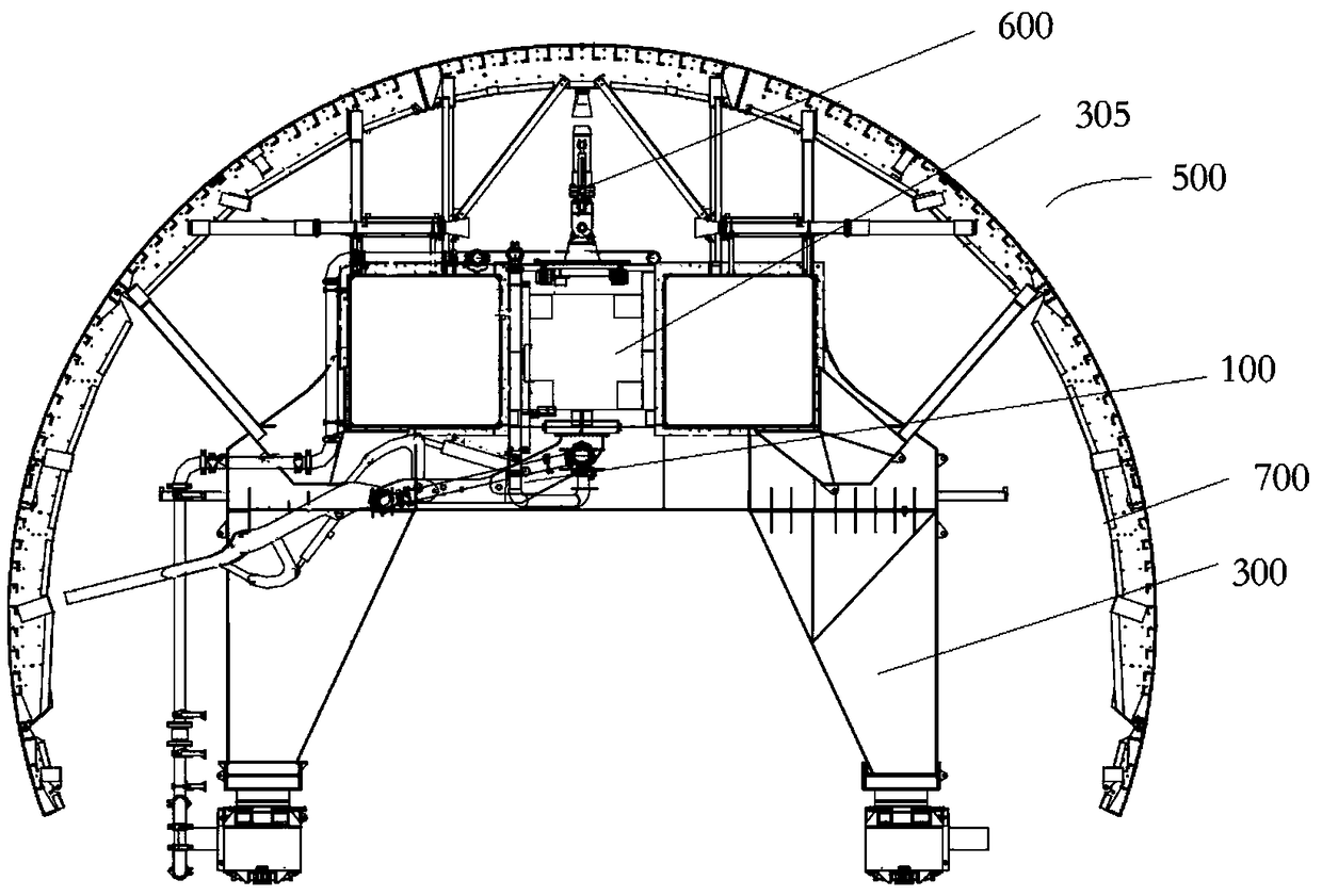 Portal frame system for lining trolley and lining trolley