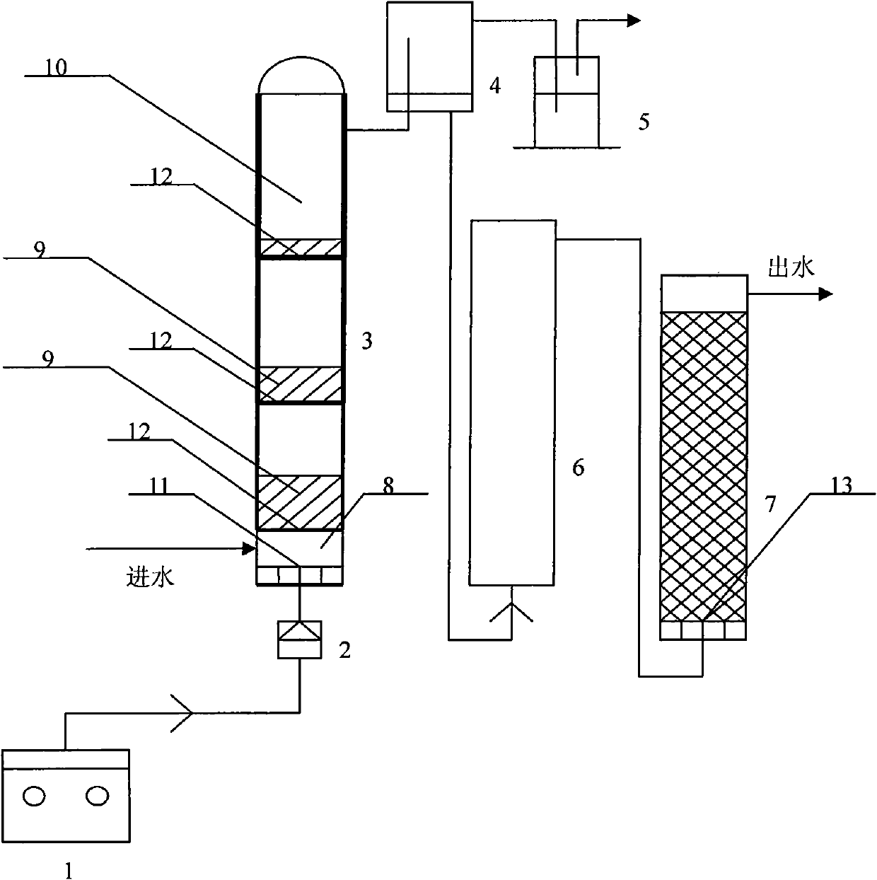 Advanced treatment system of coking wastewater