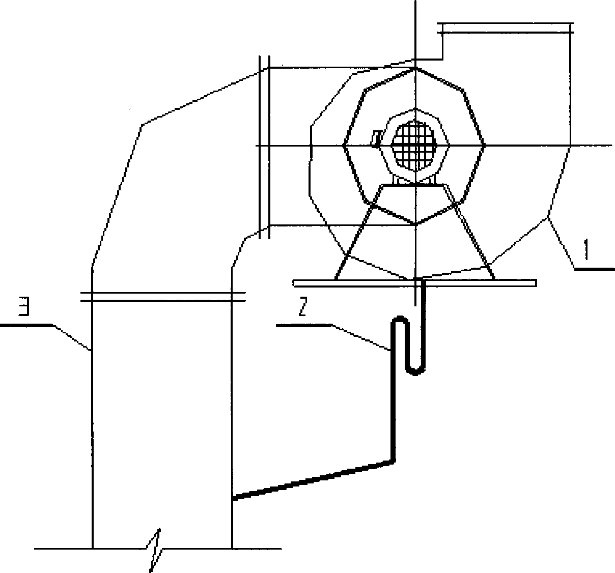 Discharging method for bottom condensate water in volute for fan