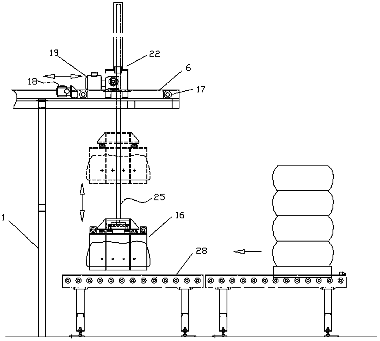 Tobacco leaf cutting device and method for automatic feeding and unpacking