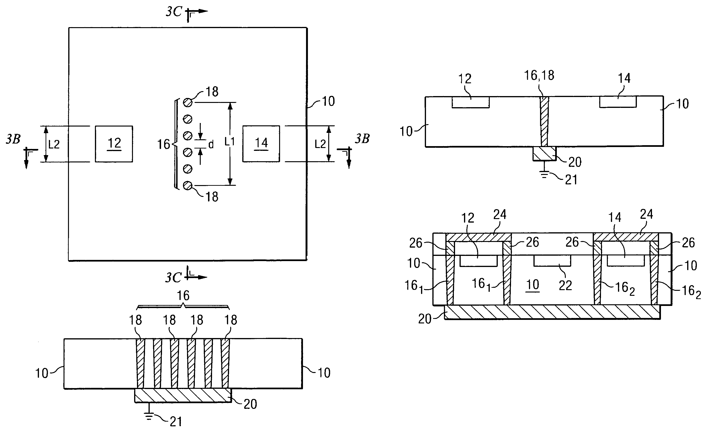 Electromagnetic shielding using through-silicon vias