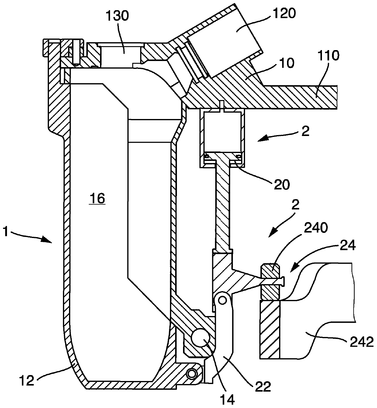 Device for the treatment of a container in a product filling system