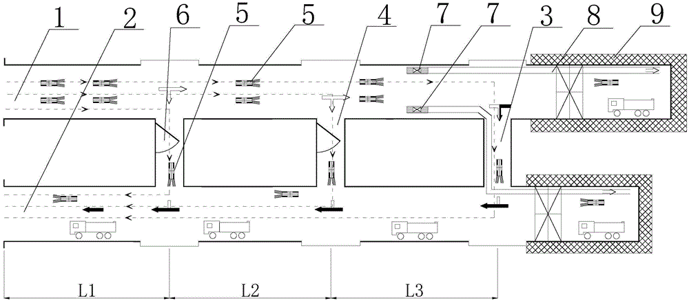 Road tunnel construction ventilating structure and ventilation control method thereof