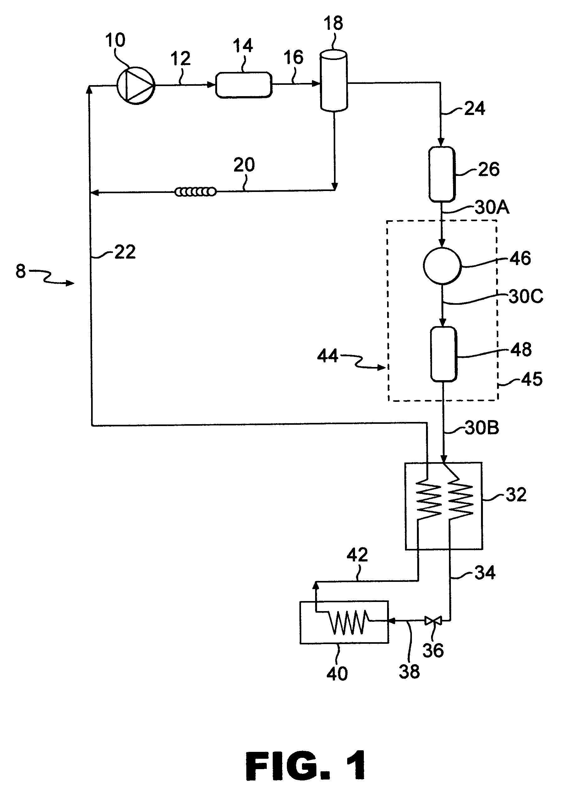 Closed cycle refrigeration system and mixed component refrigerant