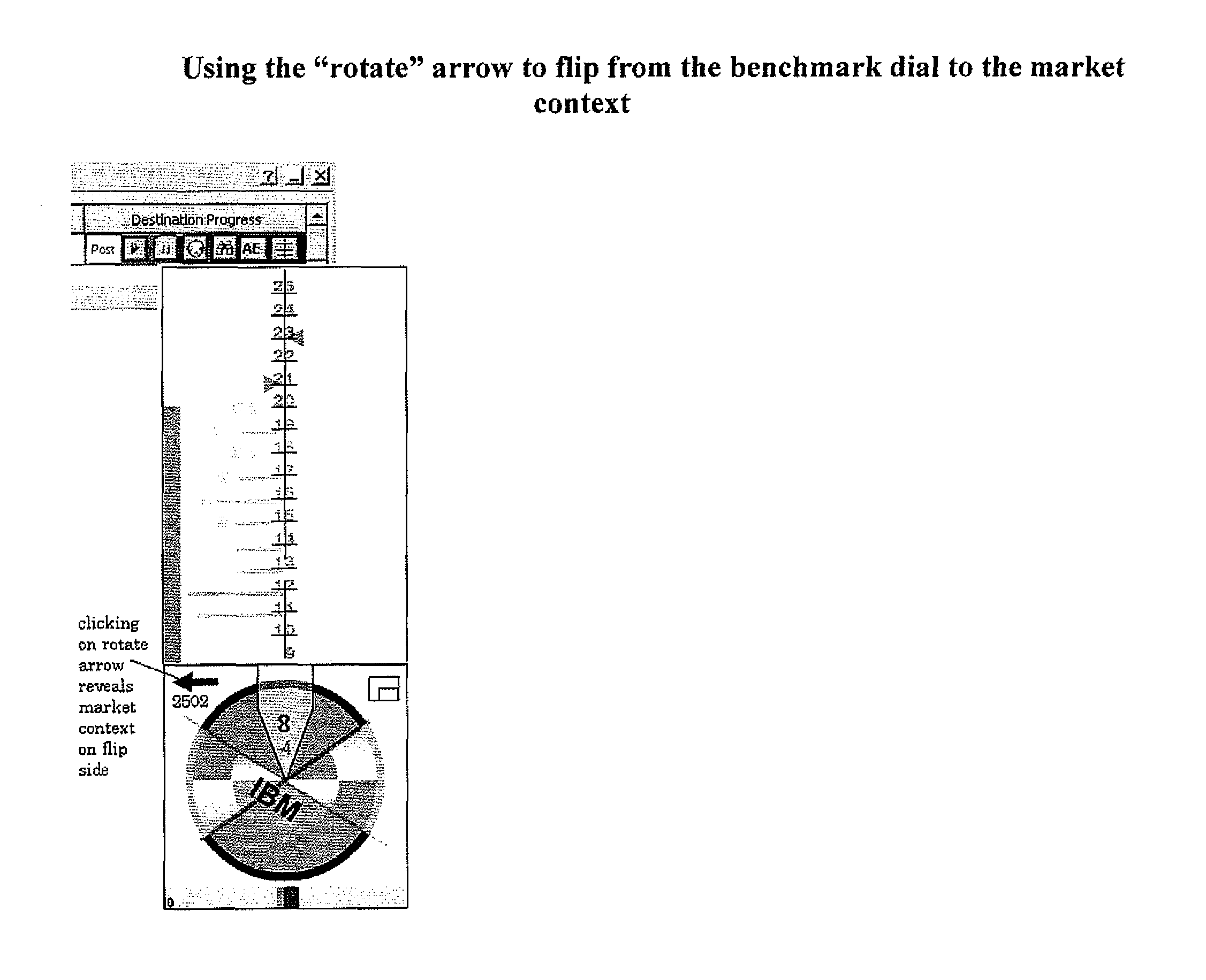 Display of selected items in visual context in algorithmic trading engine