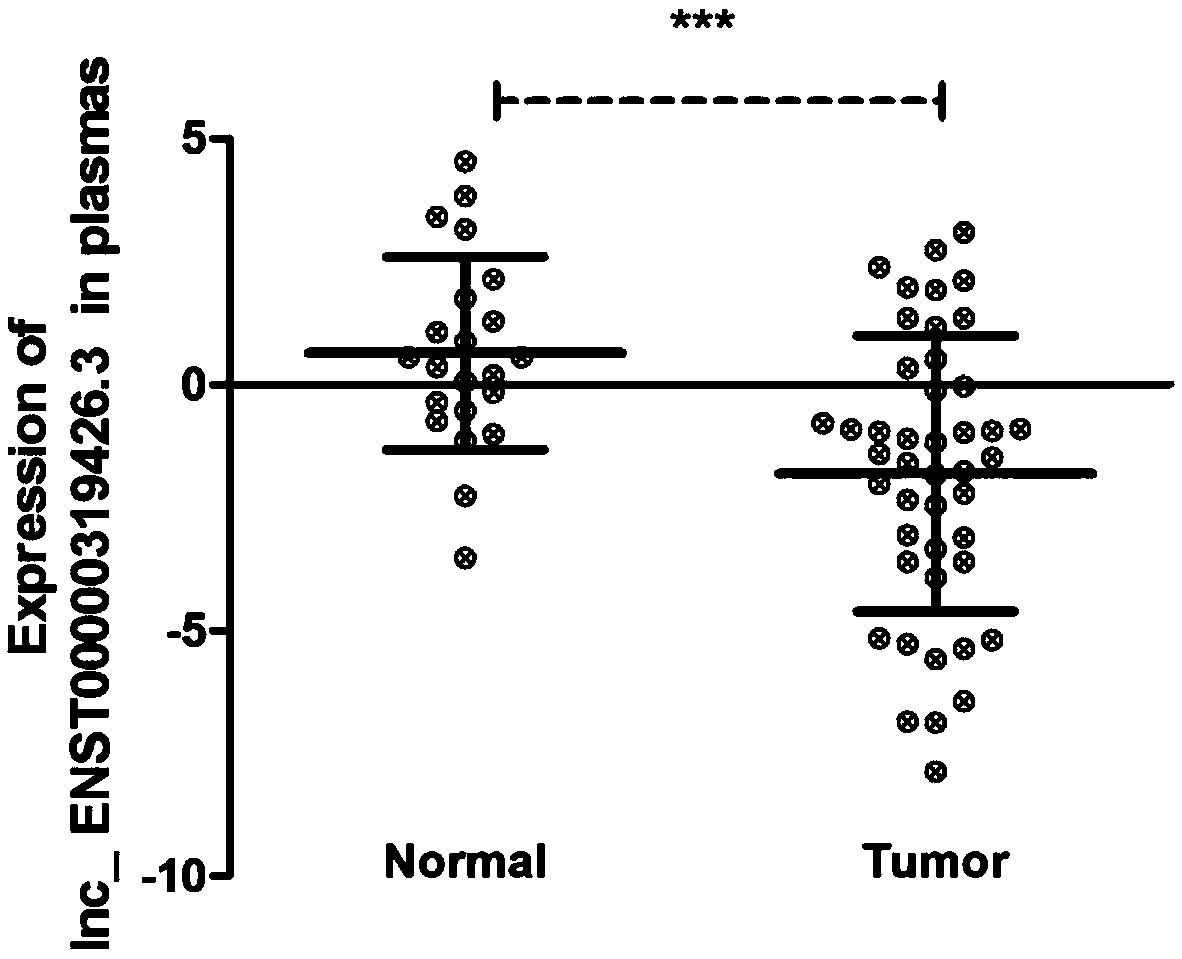 Application of detection of lnc_ENST00000319426.3 in blood in diagnosing gastric cancer staging