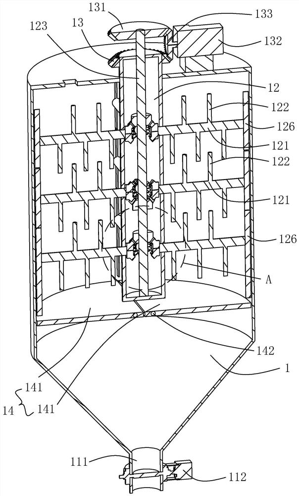 Stirring device for producing aerated concrete