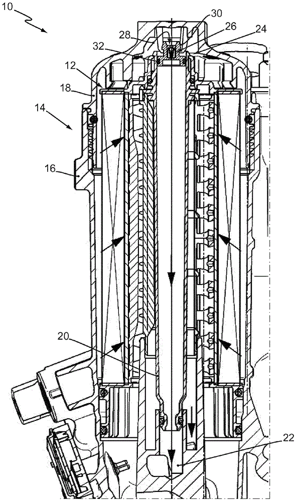 Filter element with multi-stage water-separating action and with bayonet connection, and fuel filter having a filter element of said type