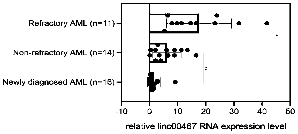 Application of linc00467 gene-targeted siRNA to leukemia medicine resistance