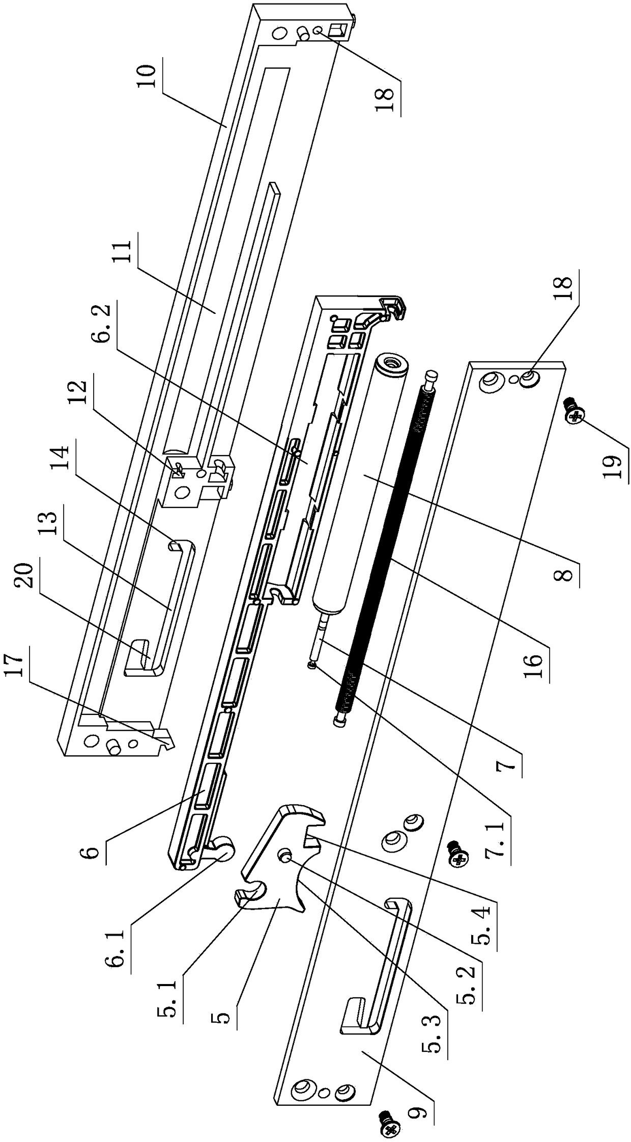 A damping buffer structure for a drawer slide rail