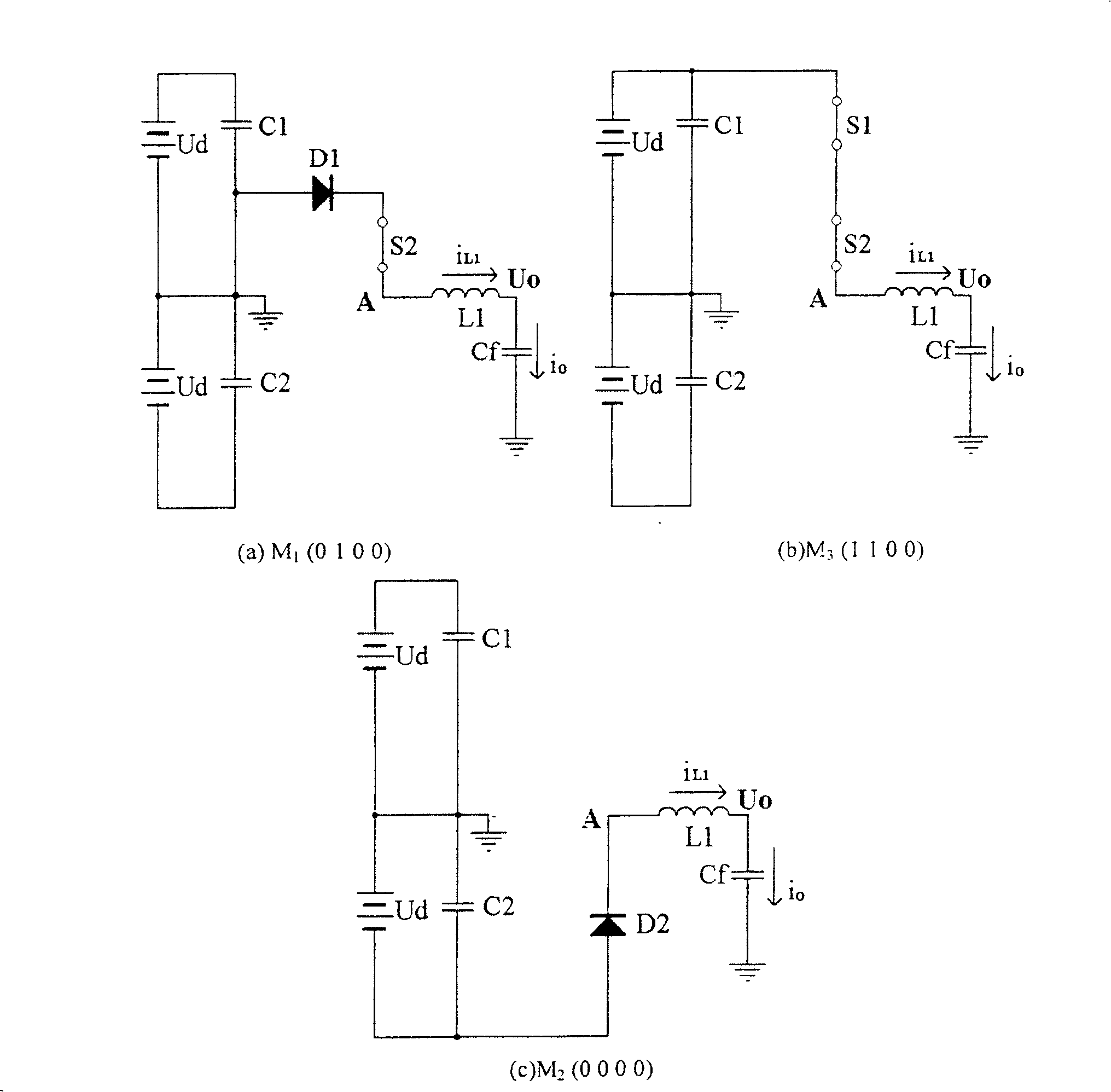 Main circuit topology of tri-electrical-level double-dropping type semi-bridge inverter and control method thereof