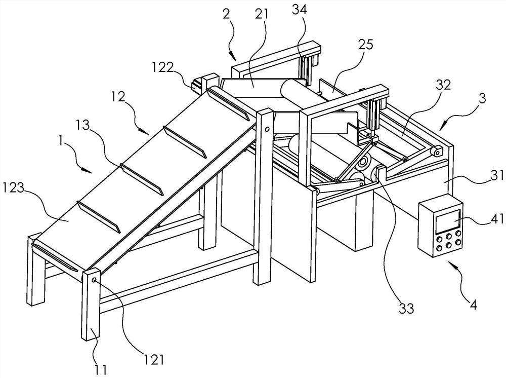 Feeding device for cloth inspecting machine and process thereof