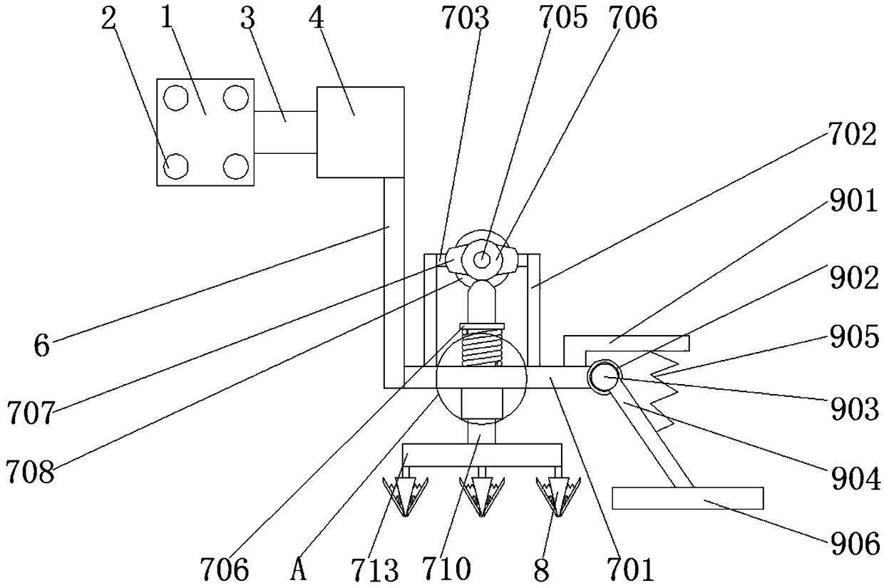 Track leveling device of rice transplanter for rice planting