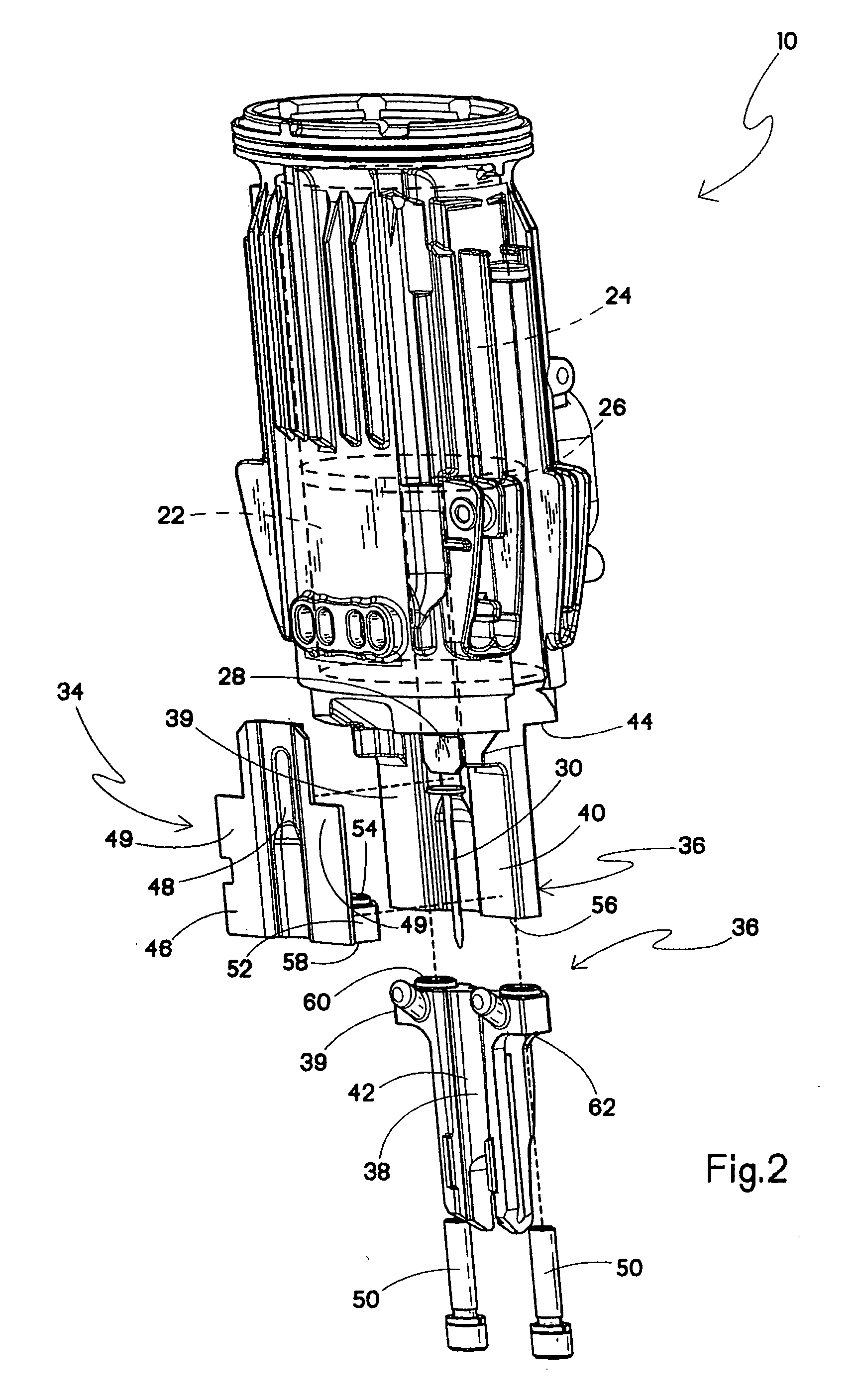 Nose assembly for a fastener driving tool