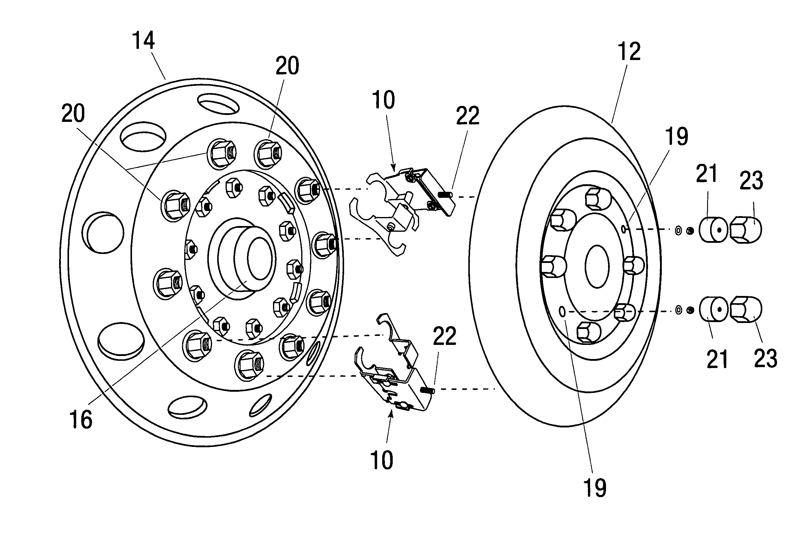 Attachment for retaining a cover to the wheel of a truck