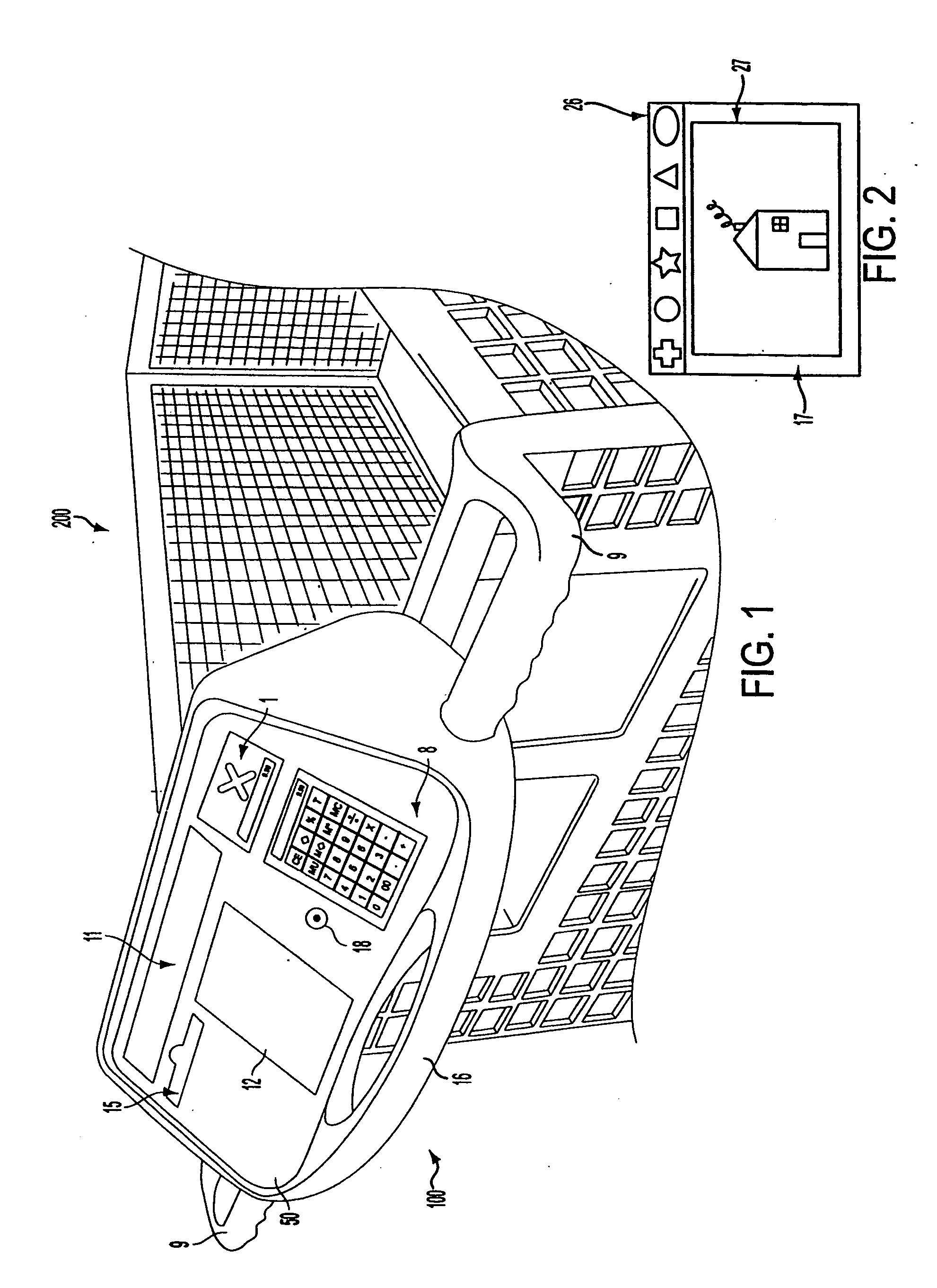 Shopping cart handle in with built-in console for the input and display of consumer product information