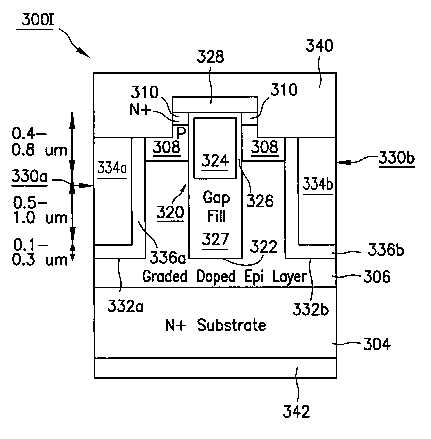 Power devices having trench-based source and gate electrodes