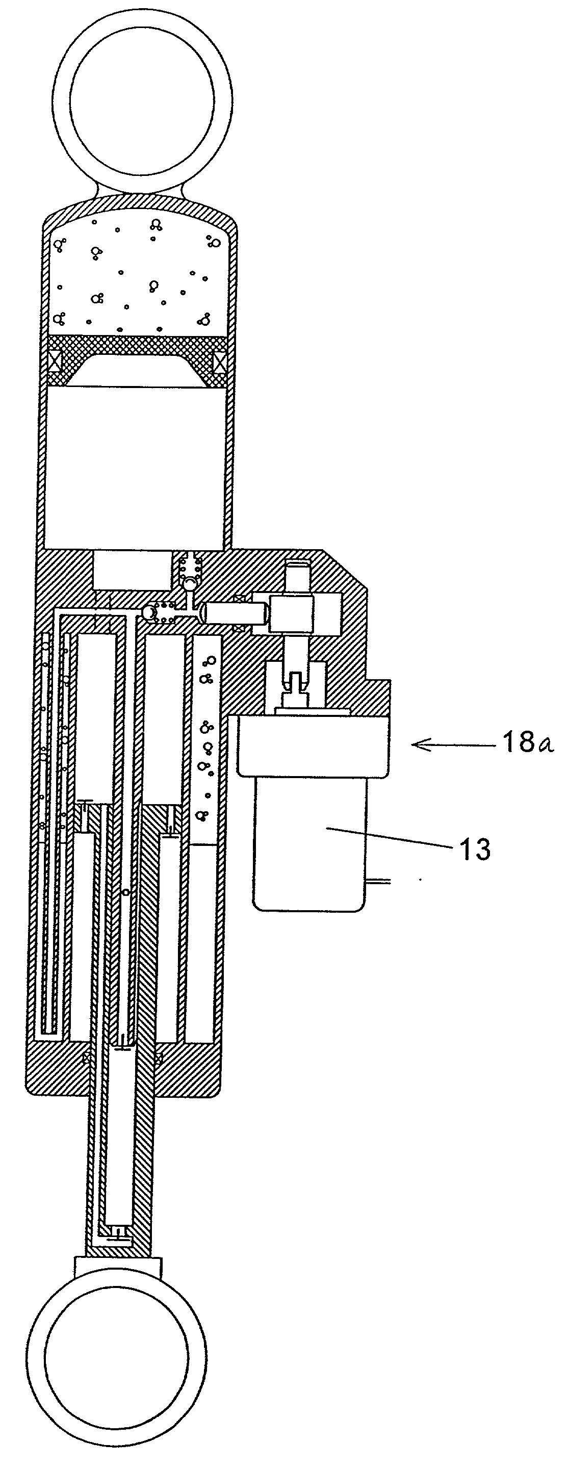 Self-pumping hydropneumatic spring strut with internal leveling