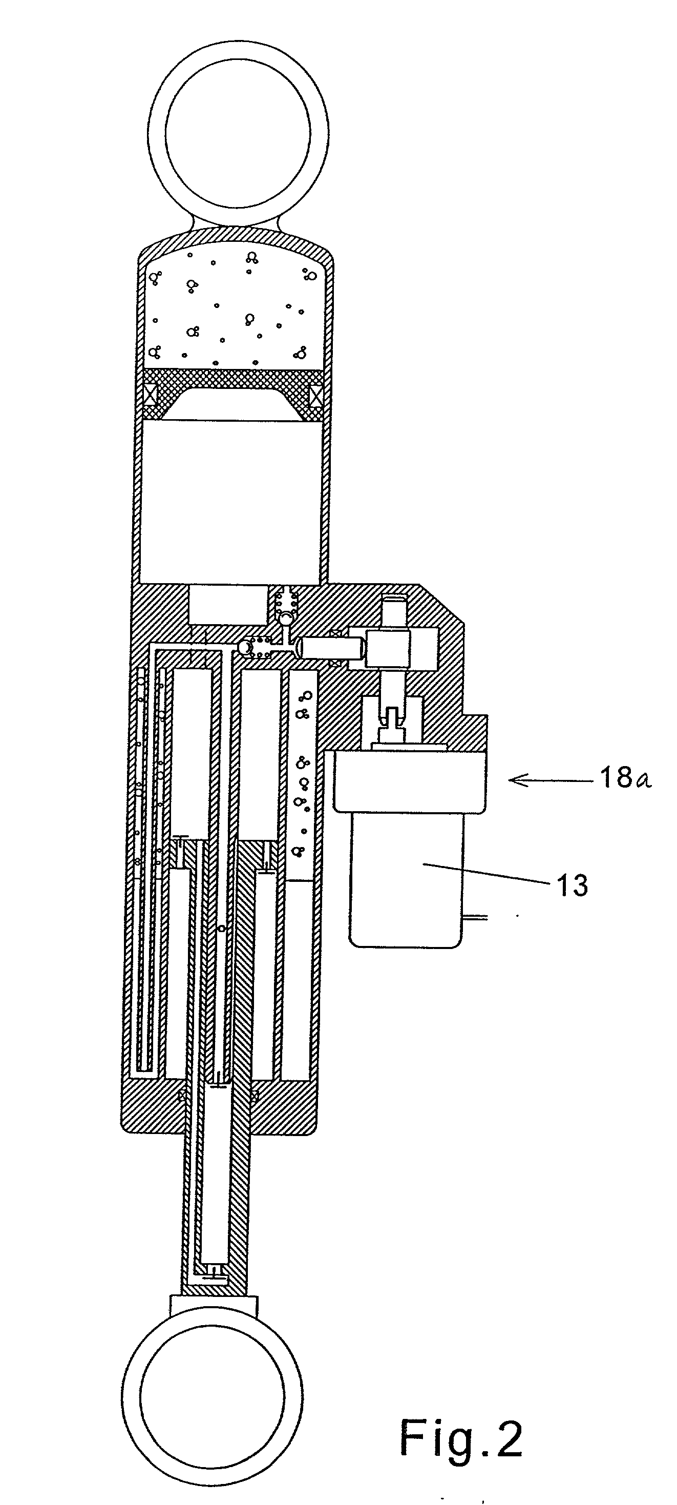 Self-pumping hydropneumatic spring strut with internal leveling