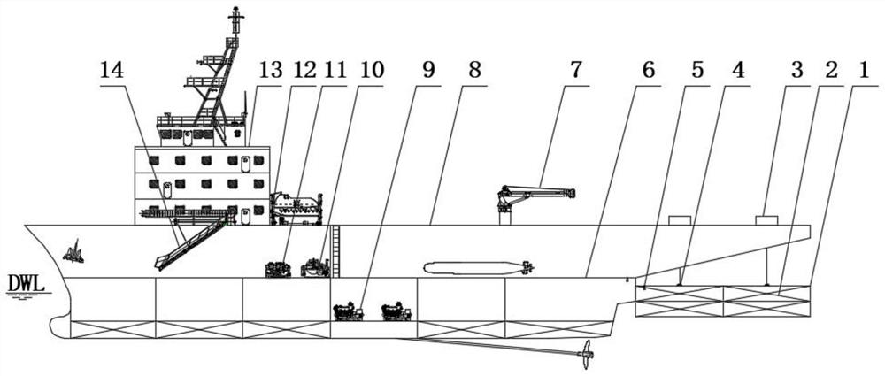 Multifunctional workboat with buoyancy adjusting carrying platform and operation method of multifunctional working ship