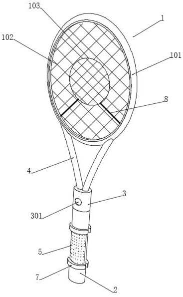 Tennis racket with waving air gathering type moisture absorption racket handle