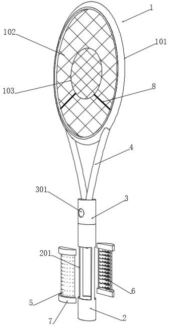 Tennis racket with waving air gathering type moisture absorption racket handle