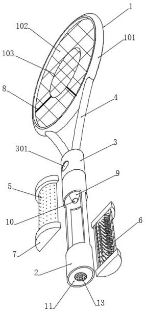 Tennis racket with waving air gathering type moisture absorption racket handle