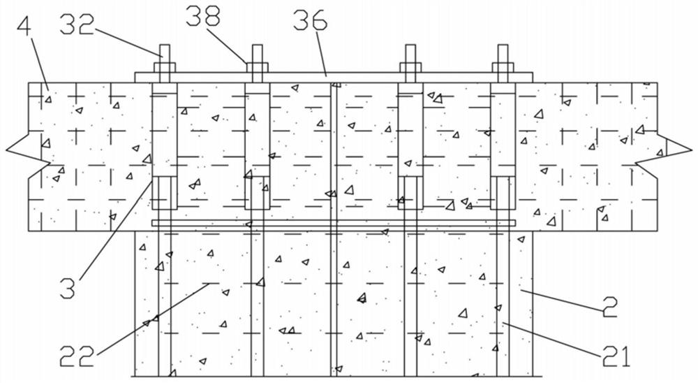 Prefabricated column and cast-in-place concrete structure sleeve inverted insertion type secondary grouting construction method