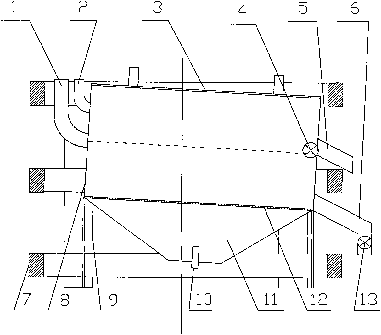 Separating device and separating method for self streaming gas-solid magnetic field fluidized bed