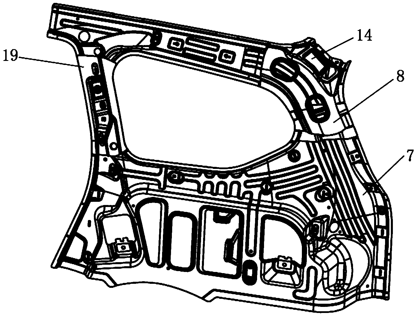 Rear side outer plate welding assembly