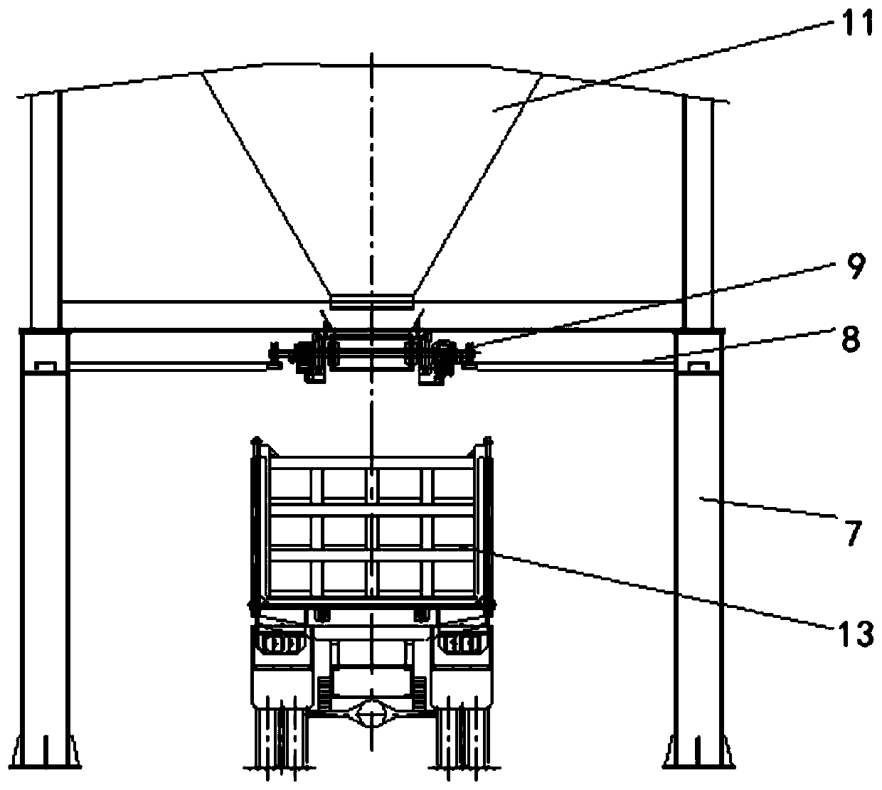 Finished product warehouse discharging and transferring device