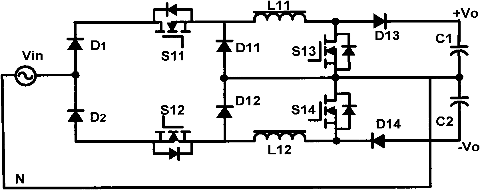 Single-phase and three-phase double voltage-boosting and reducing power factor correcting circuit and control method thereof