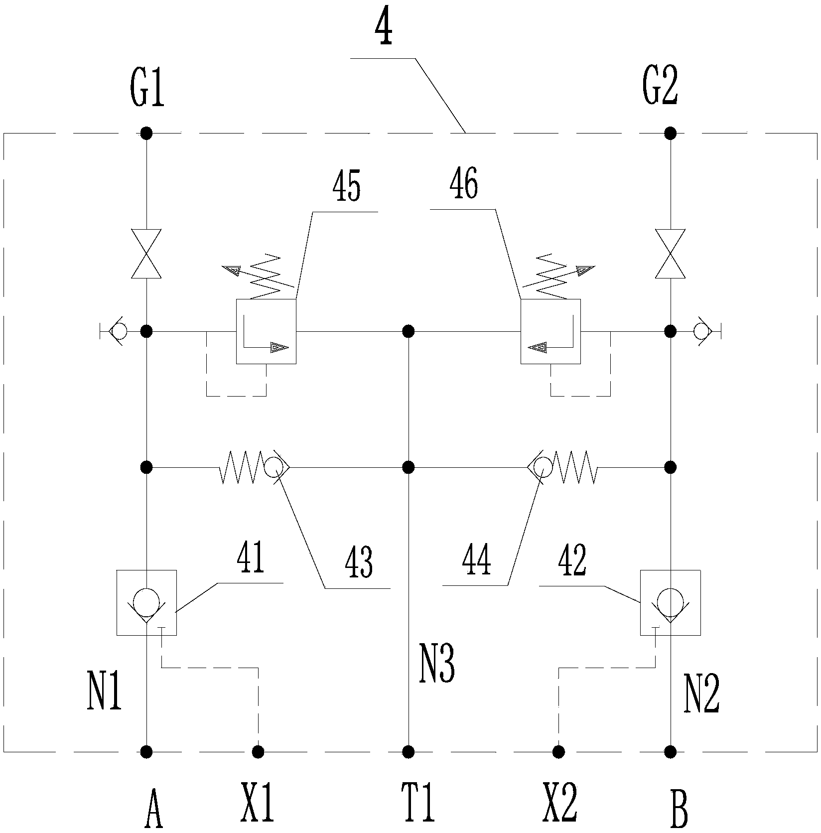 Hydraulic boom control system and harbor handling machine