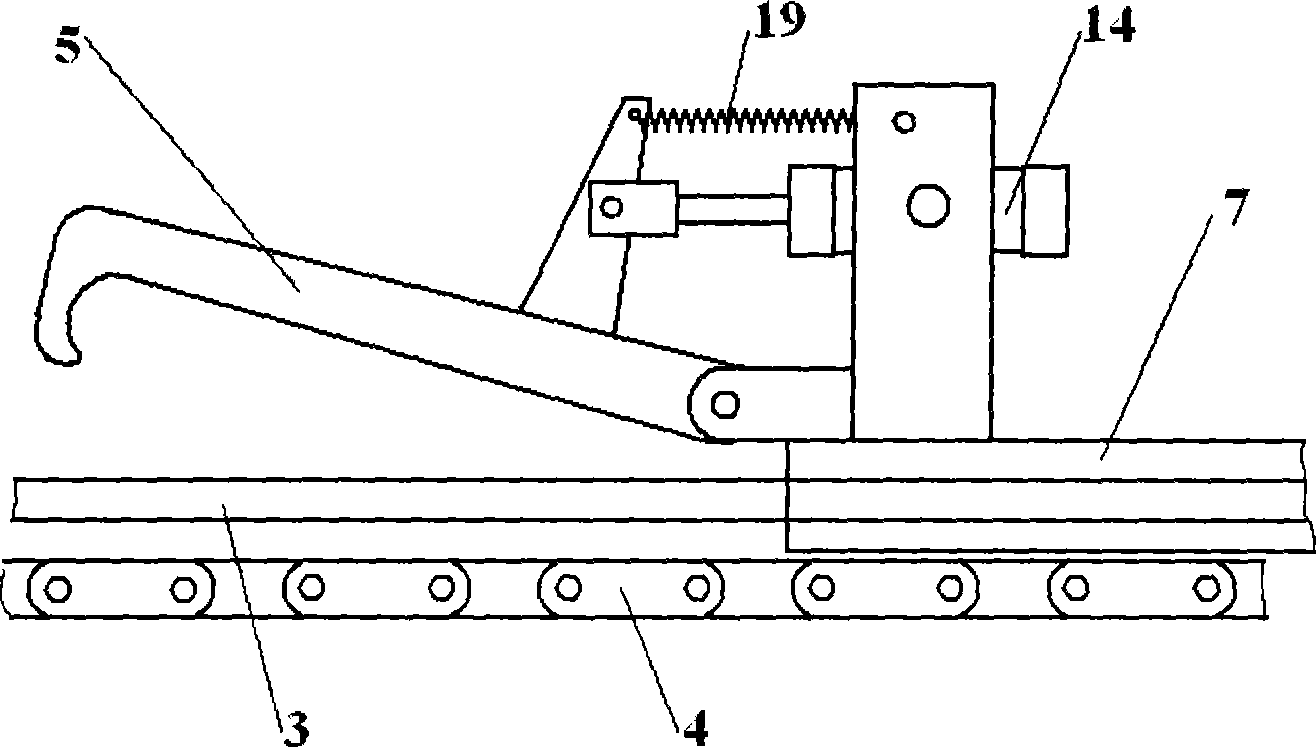 Automatic blanking system of vertical pulling machine of copper pipe