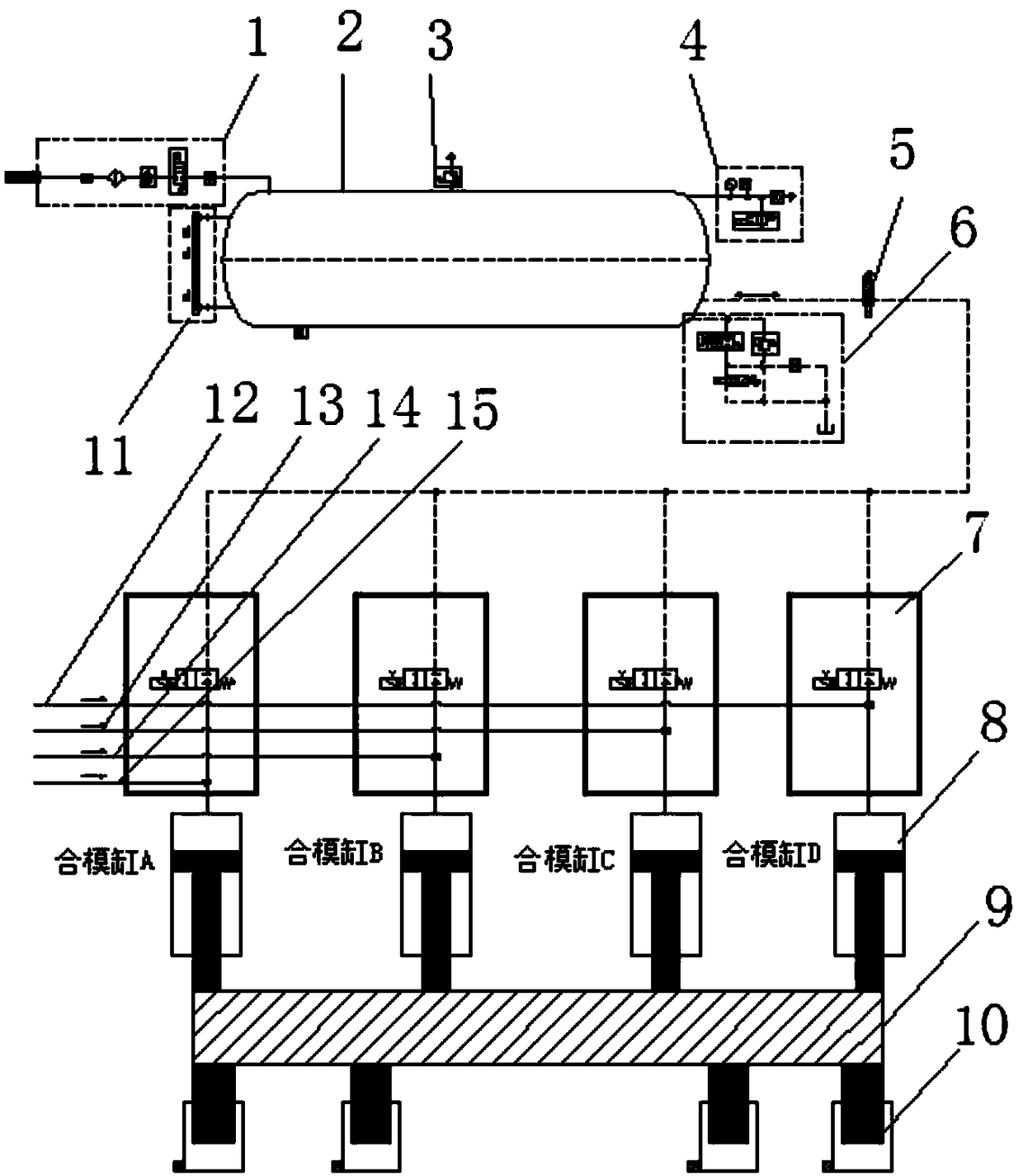 Pressure oil tank liquid and oil supplementing system and method